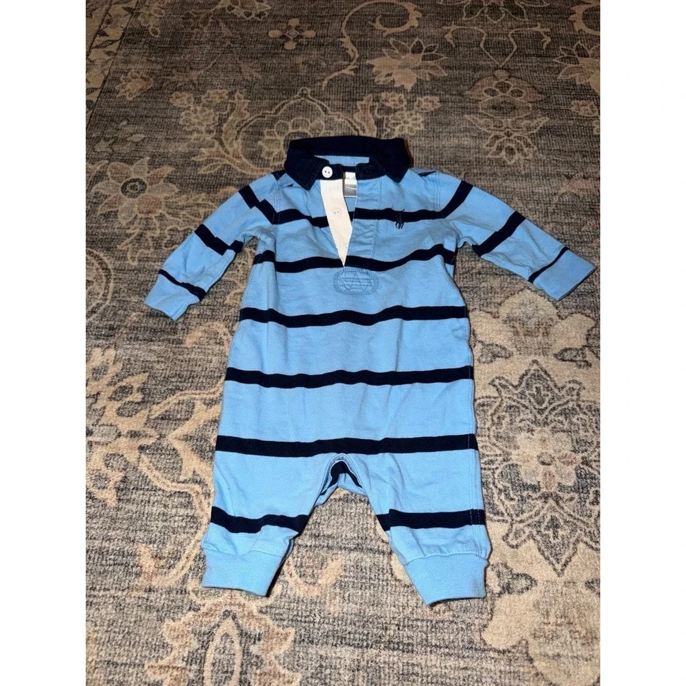 Polo Ralph Lauren Baby Boys Striped Rugby Cotton Coverall